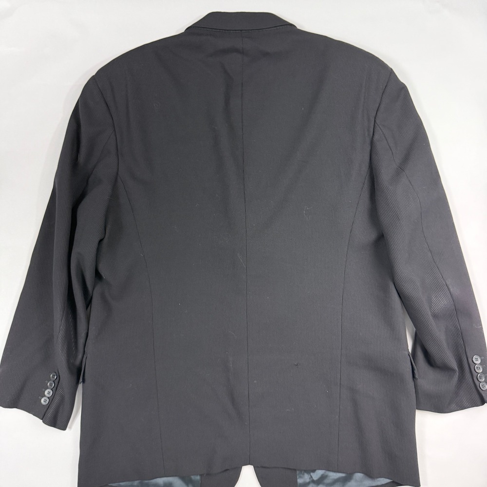 Vintage Calvin Klein Mens 48R Blazer Black Textured Ribbed Wool 3 Button USA - Picture 2 of 12